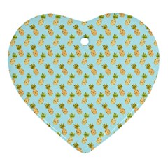 Tropical Watercolour Pineapple Pattern Heart Ornament (2 Sides)