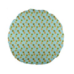 Tropical Watercolour Pineapple Pattern Standard 15  Premium Flano Round Cushions by TanyaDraws