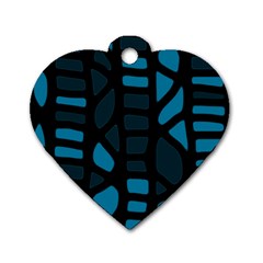 Deep Blue Decor Dog Tag Heart (two Sides) by Valentinaart