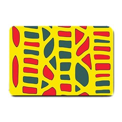 Yellow, Green And Red Decor Small Doormat  by Valentinaart