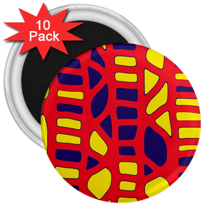 Red, yellow and blue decor 3  Magnets (10 pack) 