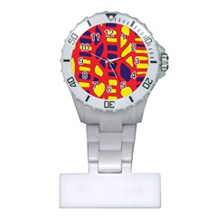 Red, Yellow And Blue Decor Plastic Nurses Watch