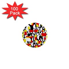 Red And Yellow Chaos 1  Mini Magnets (100 Pack) 