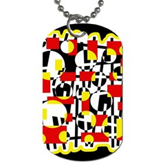 Red And Yellow Chaos Dog Tag (two Sides) by Valentinaart