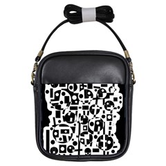 Black And White Abstract Chaos Girls Sling Bags by Valentinaart