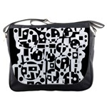 Black and white abstract chaos Messenger Bags Front