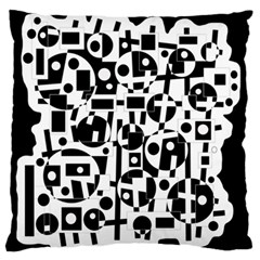 Black And White Abstract Chaos Large Flano Cushion Case (two Sides) by Valentinaart