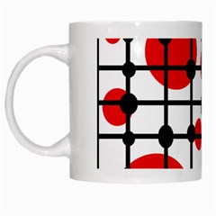 Red Circles White Mugs by Valentinaart