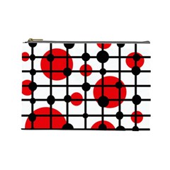 Red Circles Cosmetic Bag (large)  by Valentinaart