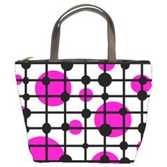 Magenta Circles Bucket Bags by Valentinaart