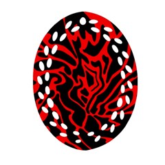 Red And Black Decor Oval Filigree Ornament (2-side)  by Valentinaart