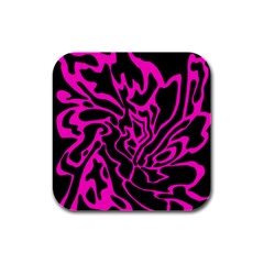 Magenta And Black Rubber Square Coaster (4 Pack)  by Valentinaart