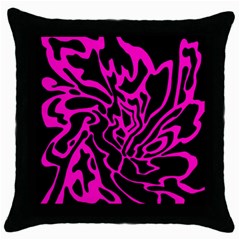 Magenta And Black Throw Pillow Case (black) by Valentinaart