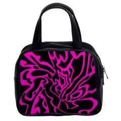 Magenta And Black Classic Handbags (2 Sides) by Valentinaart