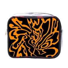 Orange And Black Mini Toiletries Bags by Valentinaart