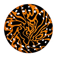 Orange And Black Round Filigree Ornament (2side)