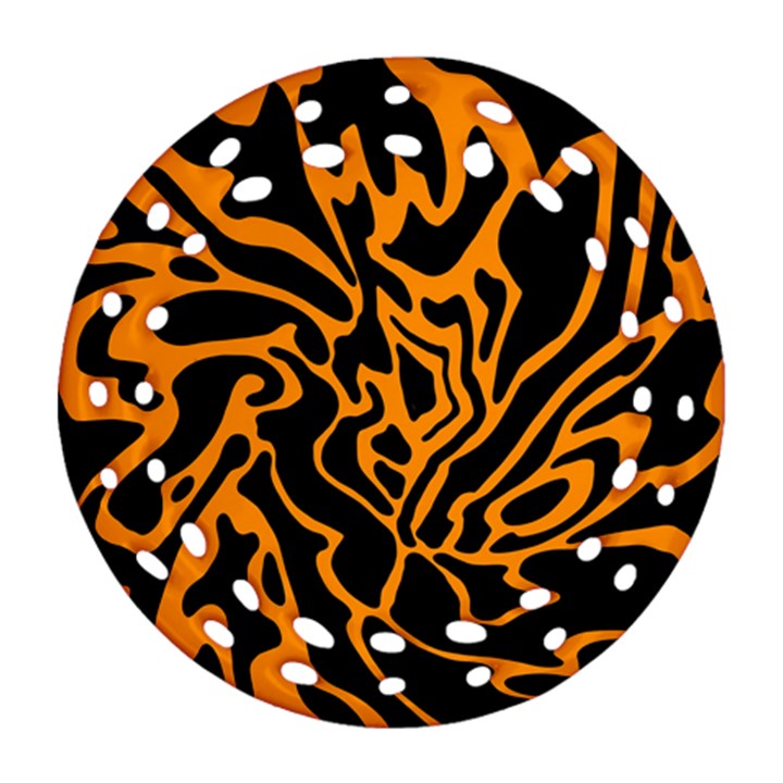 Orange and black Round Filigree Ornament (2Side)