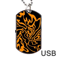 Orange And Black Dog Tag Usb Flash (one Side) by Valentinaart