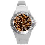 Orange and black Round Plastic Sport Watch (L) Front