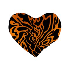 Orange And Black Standard 16  Premium Flano Heart Shape Cushions by Valentinaart