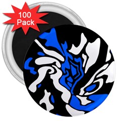 Blue, black and white decor 3  Magnets (100 pack)