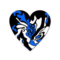 Blue, black and white decor Heart Magnet