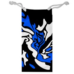 Blue, Black And White Decor Jewelry Bags by Valentinaart