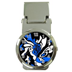 Blue, black and white decor Money Clip Watches