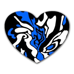 Blue, black and white decor Heart Mousepads