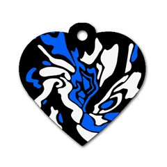 Blue, black and white decor Dog Tag Heart (Two Sides)