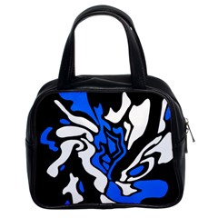 Blue, black and white decor Classic Handbags (2 Sides)