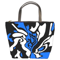 Blue, black and white decor Bucket Bags