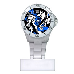 Blue, black and white decor Plastic Nurses Watch