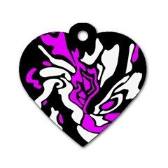 Purple, White And Black Decor Dog Tag Heart (one Side) by Valentinaart