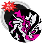 Magenta, black and white decor 3  Magnets (100 pack) Front