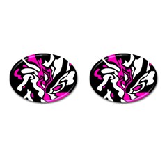 Magenta, Black And White Decor Cufflinks (oval) by Valentinaart