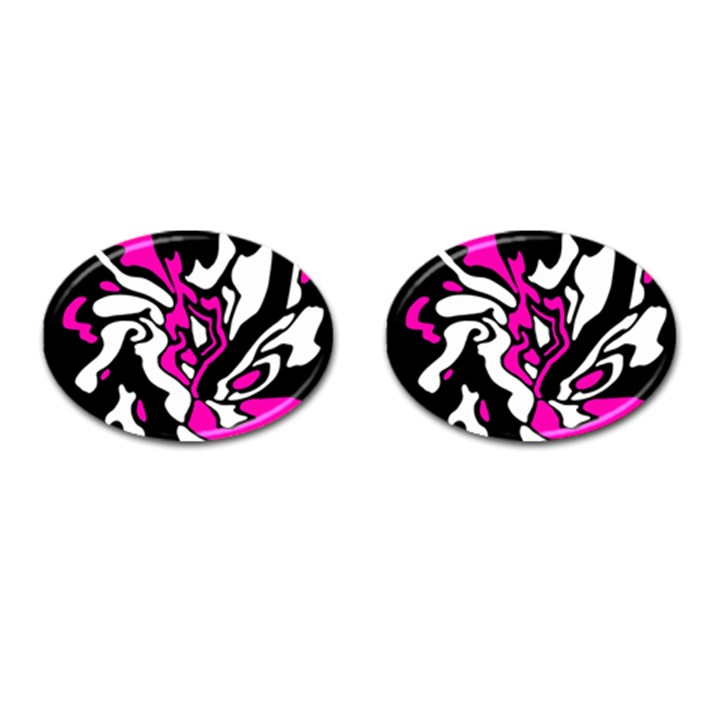 Magenta, black and white decor Cufflinks (Oval)