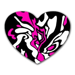 Magenta, Black And White Decor Heart Mousepads by Valentinaart