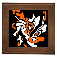 Orange, White And Black Decor Framed Tiles by Valentinaart