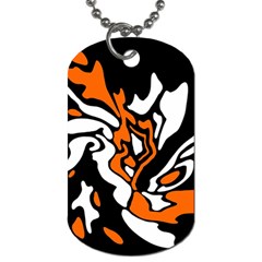 Orange, White And Black Decor Dog Tag (one Side) by Valentinaart