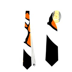 Orange, White And Black Decor Neckties (one Side) 
