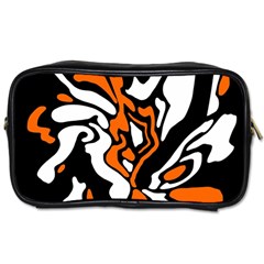 Orange, White And Black Decor Toiletries Bags 2-side