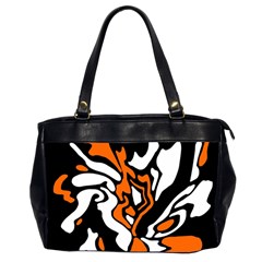 Orange, White And Black Decor Office Handbags (2 Sides)  by Valentinaart