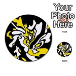 Yellow, black and white decor Multi-purpose Cards (Round)  Back 25