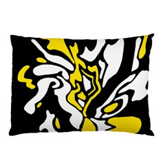 Yellow, Black And White Decor Pillow Case by Valentinaart