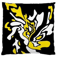 Yellow, Black And White Decor Large Flano Cushion Case (two Sides) by Valentinaart