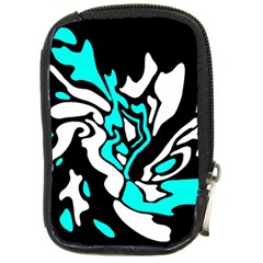 Cyan, Black And White Decor Compact Camera Cases by Valentinaart