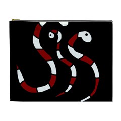 Red Snakes Cosmetic Bag (xl) by Valentinaart