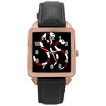 Red snakes Rose Gold Leather Watch  Front