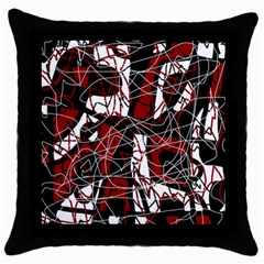 Red Black And White Abstract High Art Throw Pillow Case (black) by Valentinaart